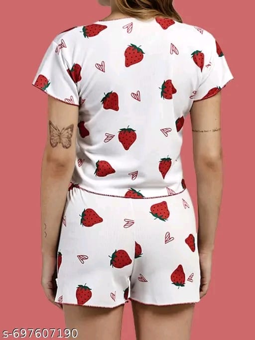 Classic Red Strawberry Print Lounge Set
