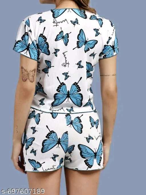 Blue Butterfly Typography Lounge Set